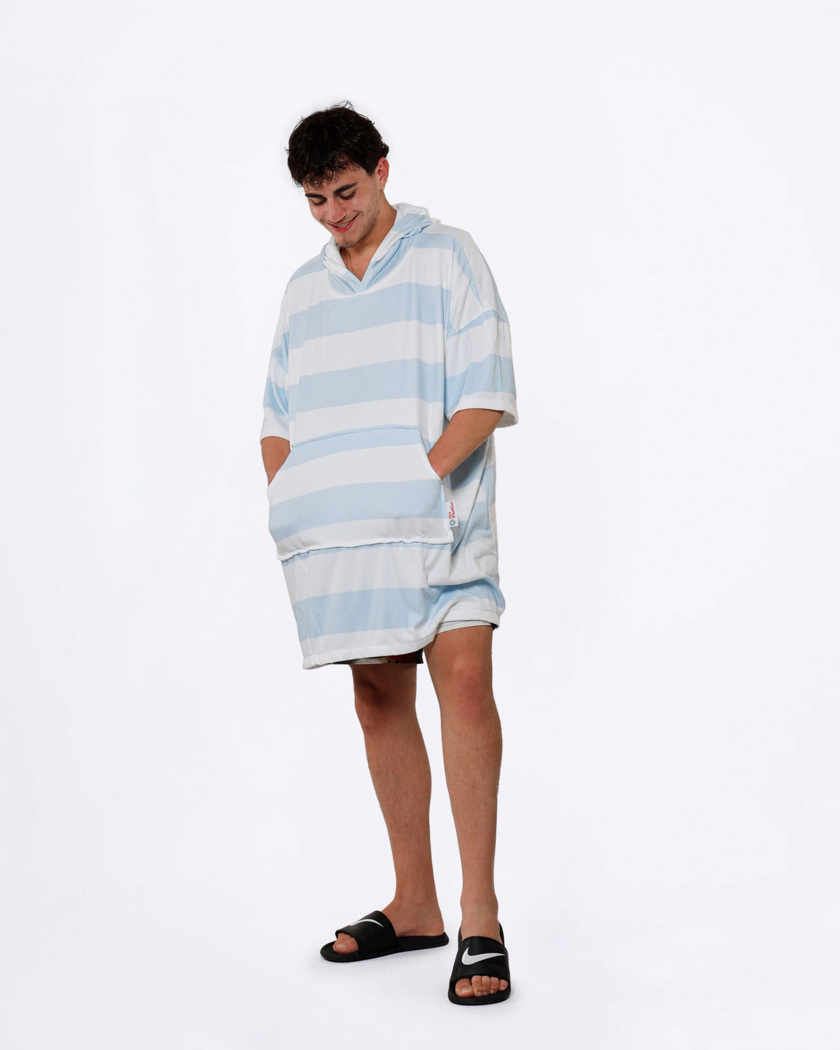 Blue Stripes Towel Poncho + FREE Sand Remover