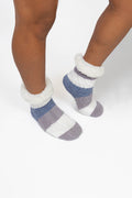 Blue & Grey Striped Cozy Socks