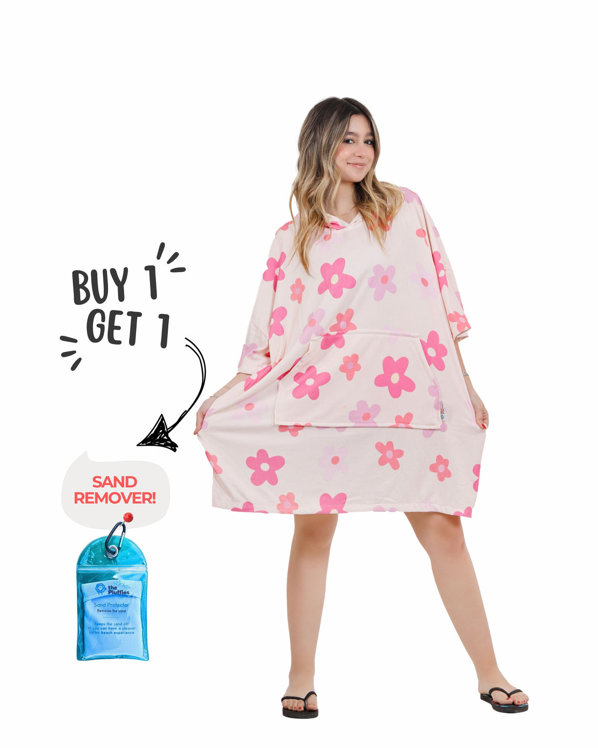 Flowers Towel Poncho + FREE Sand Remover