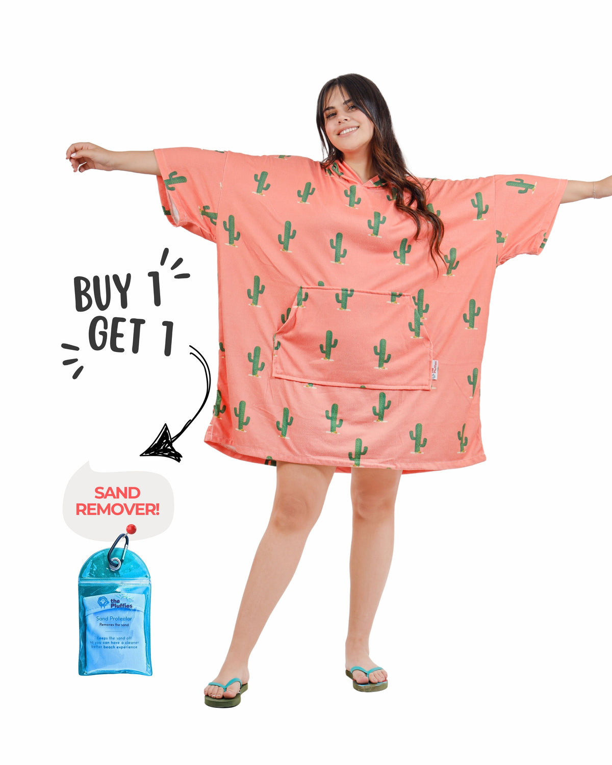 Cactus Towel Poncho + FREE Sand Remover