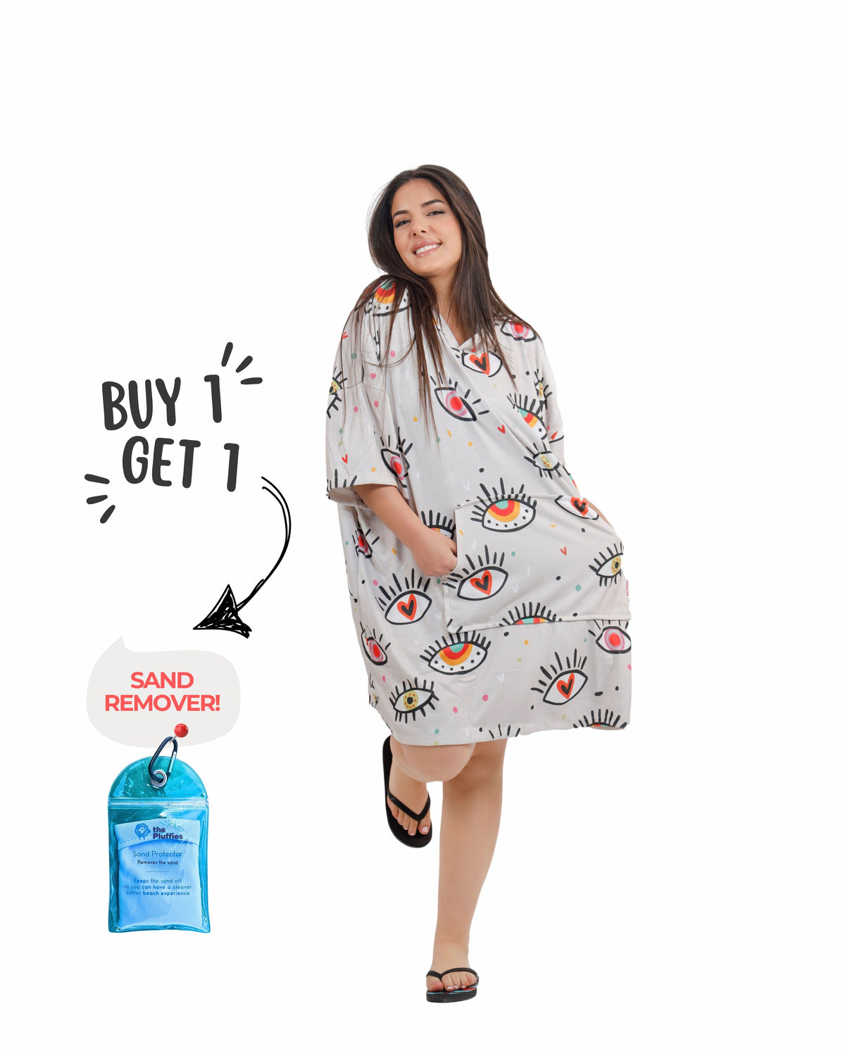 Evil Eye Towel Poncho + FREE Sand Remover